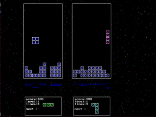 Tetris gameplay with single opponent